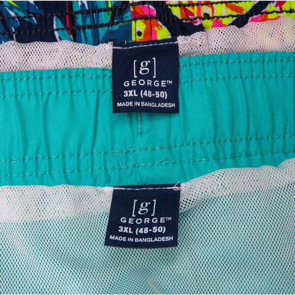 2 George Teal and Vibrant Pineapple Stretch Swim Trunk Set 3XL - Picture 8 of 9